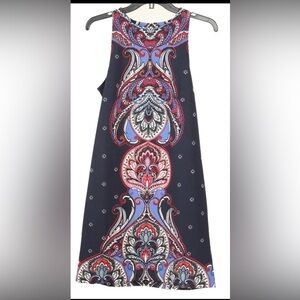 Banana Republic Women’s Dress 8 Red White Blue Shift Paisley Sleeveless Stretch